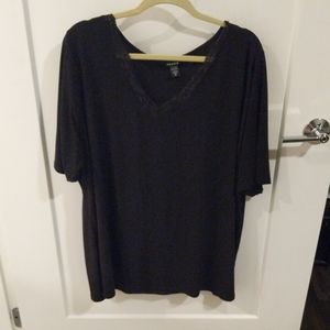 Torrid Black v neck shirt with lace neckline